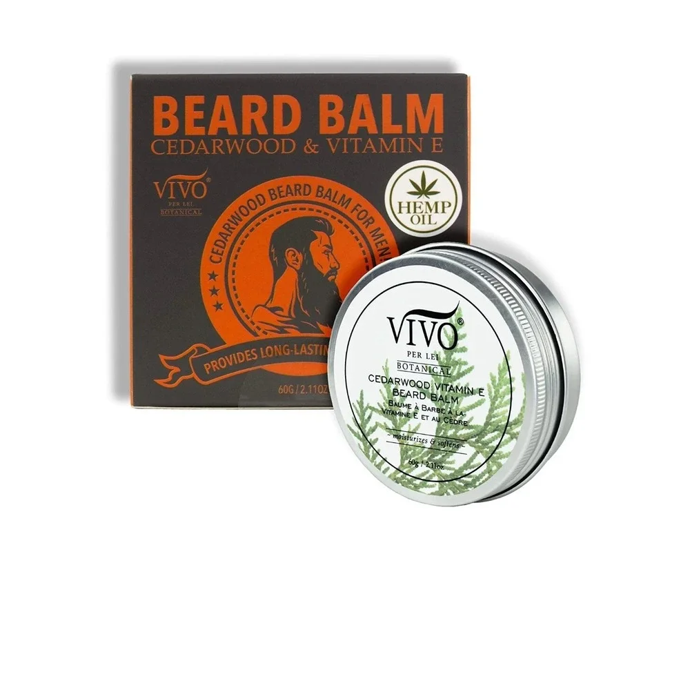 Vivo Per Lei Beard Balm Hemp Oil Cedarwood Vitamin E 2.11 oz Mens Gift New
